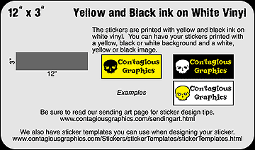 12" x 3" Black & Yellow Sticker Example