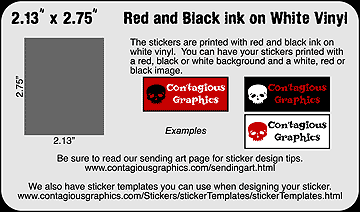 2.13" x 2.75" Black & Red Sticker Example