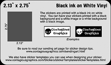 2.13" x 2.75" Black & White Sticker Example