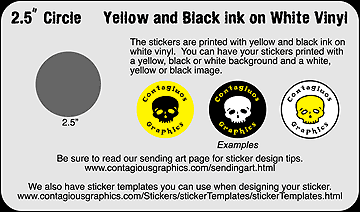 2.5" Circle Black & Yellow Sticker Example