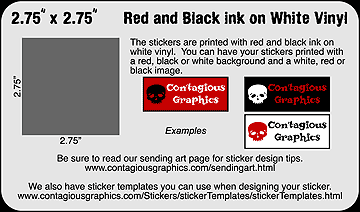 2.75" x 2.75" Black & Red Sticker Example