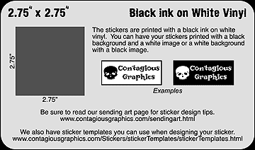 2.75" x 2.75" Black & Red Sticker Example