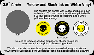 3.5" Circle Black & Yellow Sticker Example