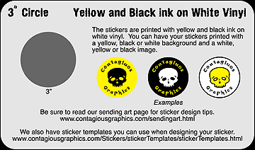 3" Circle Black & Yellow Sticker Example