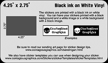 4.25" x 2.75" Black & White Sticker Example