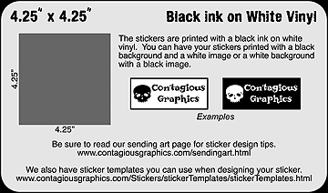 4.25" x 4.25" Black & White Sticker Example