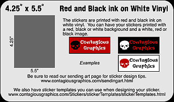4.25" x 5.5" Black & Red Sticker Example