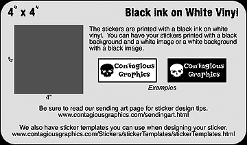 4" x 4" Black & White Sticker Example