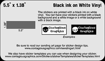 5.5" x 1.38" Black & White Sticker Example
