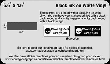 5.5" x 1.5" Black & White Sticker Example