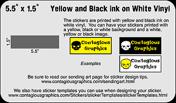 5.5" x 1.5" Black & Yellow Sticker Example