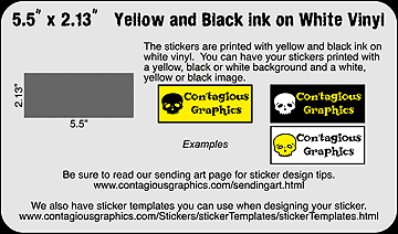 5.5" x 2.13" Black & Yellow Sticker Example