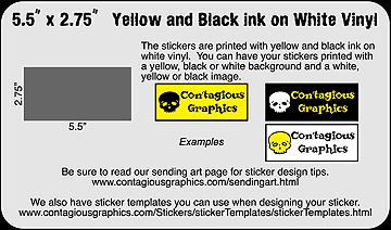 5.5" x 2.75" Black & Yellow Sticker Example
