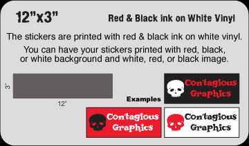 12" x 3" Black & Red vinyl stickers