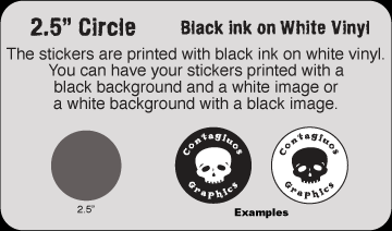 2.5" Circle Black & White vinyl stickers