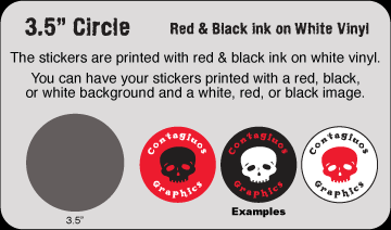 3.5" Circle Black & Red vinyl stickers