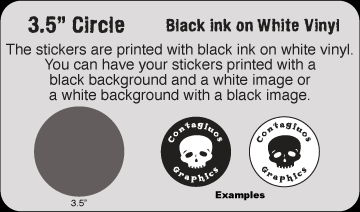 3.5" circle Black & White vinyl stickers
