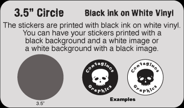 3.5" Circle Black & White vinyl stickers