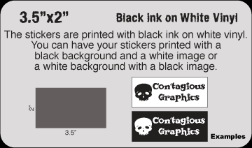 3.5" x 2" Black & White vinyl stickers