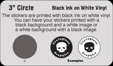 3" Circle Black & White vinyl stickers