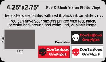4.25" x 2.75" Black & Red vinyl stickers