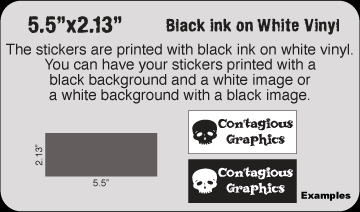 5.5" x 2.13" Black & White vinyl stickers