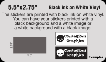 5.5" x 2.75" Black & White vinyl stickers