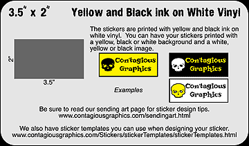 3.5" x 2" Black & Yellow Sticker Example