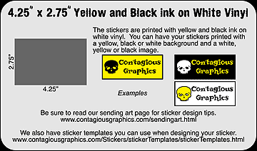 4.25" x 2.75" Black & Yellow Sticker Example